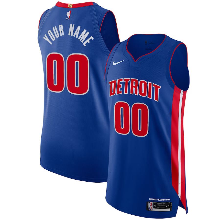 Men Detroit Pistons Nike Blue Authentic Custom NBA Jersey